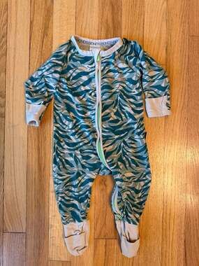 Bonds Wondersuit Size 3-6Mths Teal Zebra Print Zip Romper